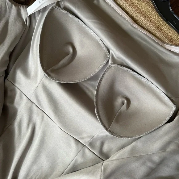 Azazie Grey Jersey Material Floor Length Dress - Picture 5 of 6